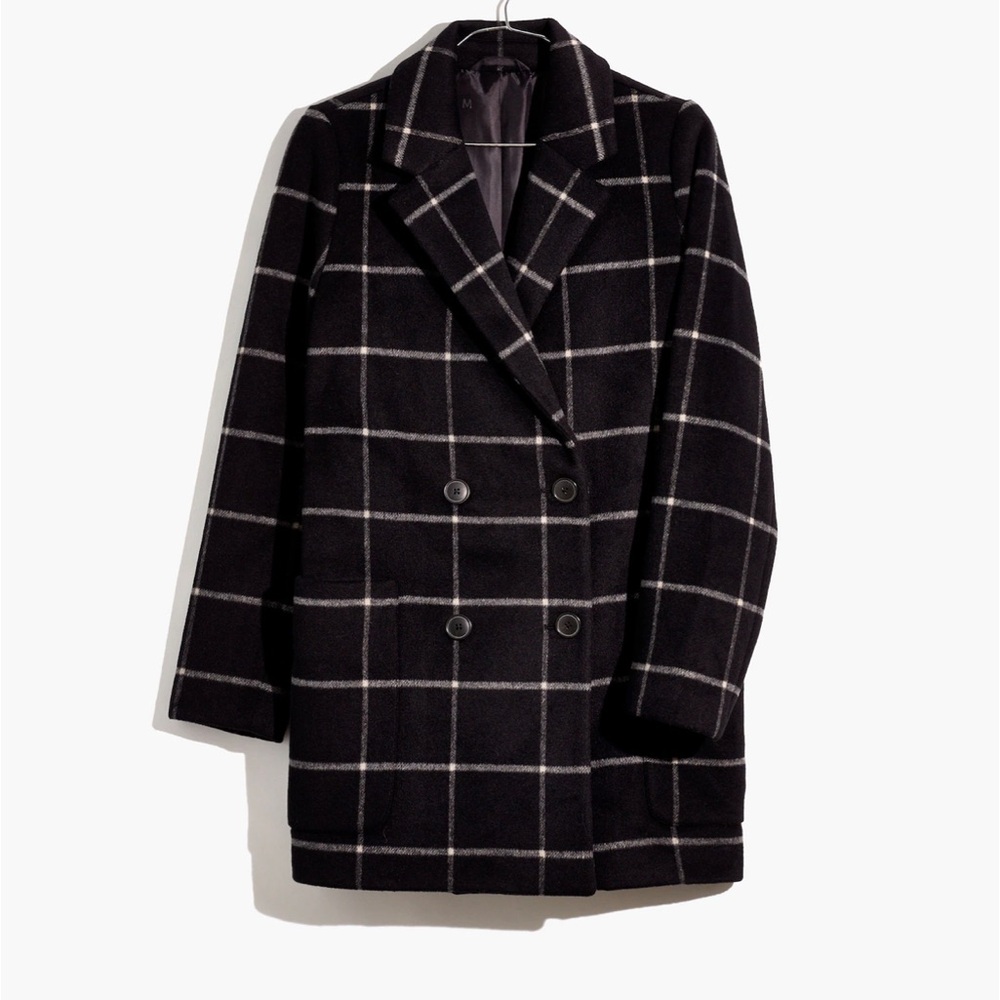 Madewell Hollis Double-Breasted Coat in Windowpane